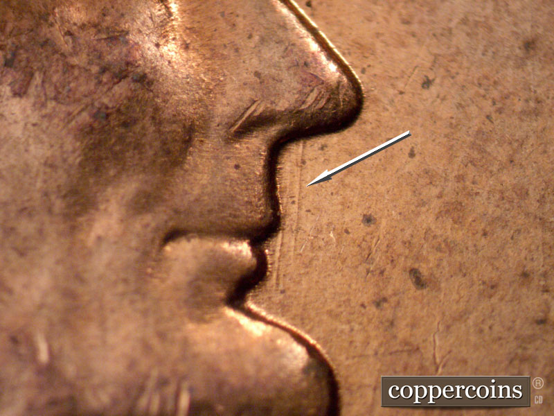 Die-stage B marker on 1960D•1MM•242 (1960 Repunched Mint Mark).