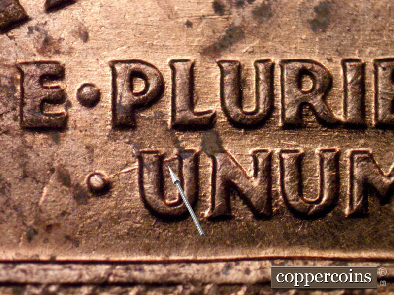 Die-stage B marker on 1960D•1MM•242 (1960 Repunched Mint Mark).