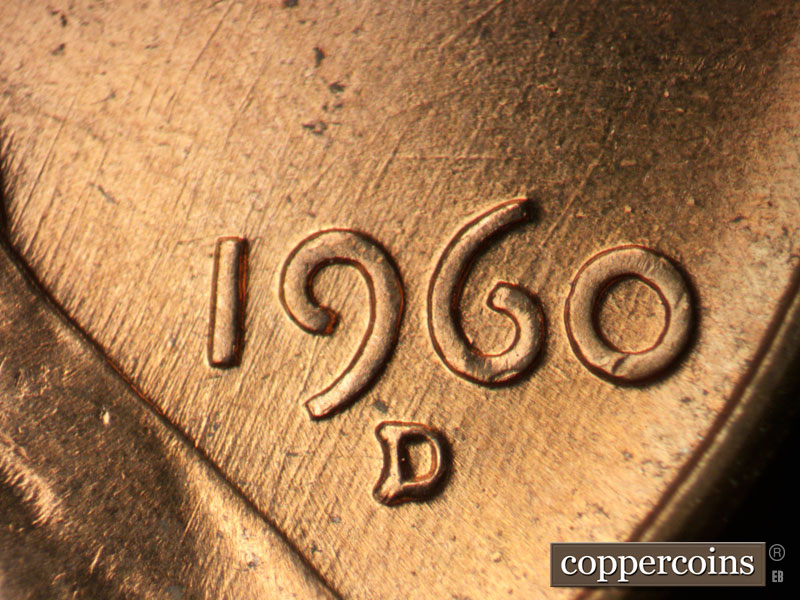 Die-stage B marker on 1960D•1MM•244 (1960 Repunched Mint Mark).