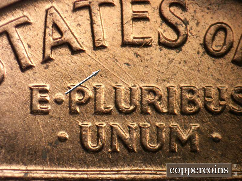 Die-stage B marker on 1960D•1MM•244 (1960 Repunched Mint Mark).