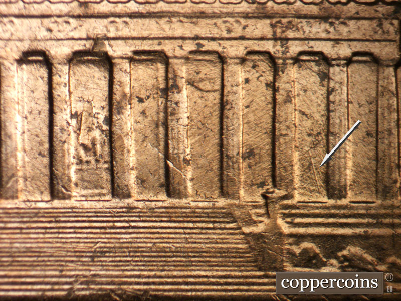 Die-stage B marker on 1960D•1MM•244 (1960 Repunched Mint Mark).