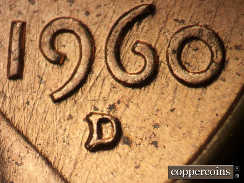 1960 Lincoln cent obverse, CopperCoins die 1960D•1MM•245.