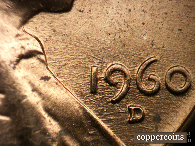 Die-stage B marker on 1960D•1MM•246 (1960 Repunched Mint Mark).