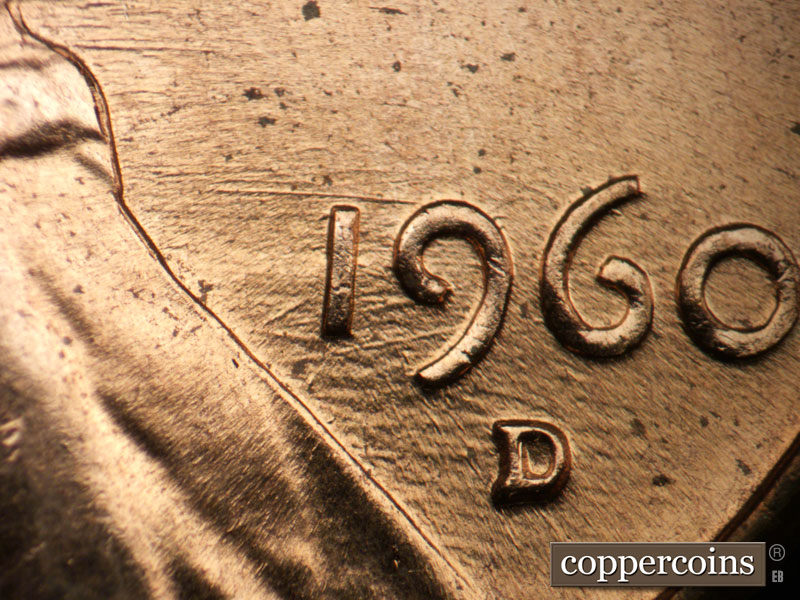 Die-stage B marker on 1960D•1MM•248 (1960 Repunched Mint Mark).