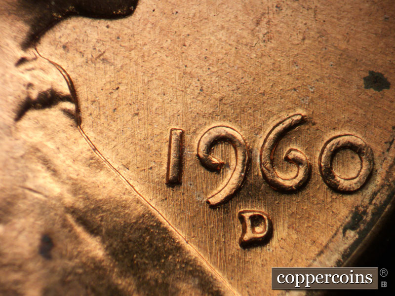Die-stage B marker on 1960D•1MM•251 (1960 Repunched Mint Mark).