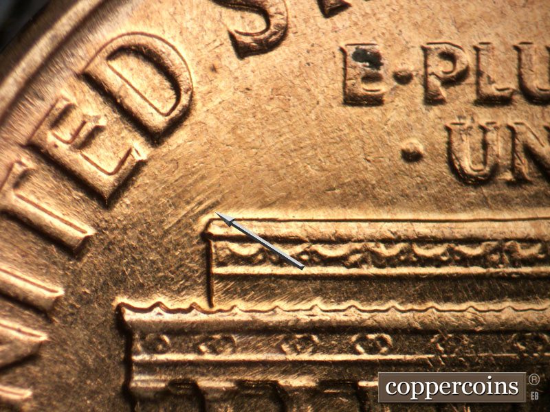 Die-stage B marker on 1960D•1MM•251 (1960 Repunched Mint Mark).