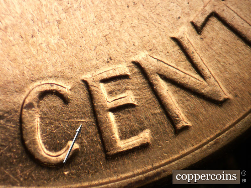 Die-stage B marker on 1960D•1MM•251 (1960 Repunched Mint Mark).