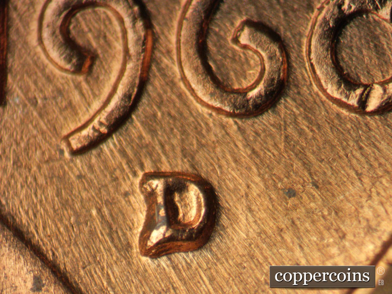 1960 Lincoln cent obverse, CopperCoins die 1960D•1MM•252.