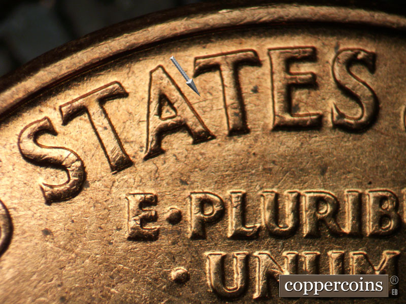 Die-stage B marker on 1960D•1MM•252 (1960 Repunched Mint Mark).