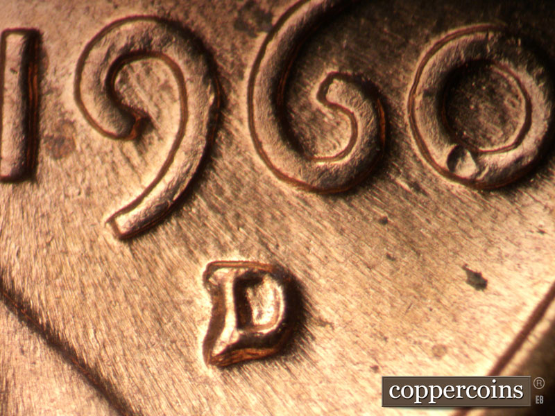 Die-stage C marker on 1960D•1MM•252 (1960 Repunched Mint Mark).