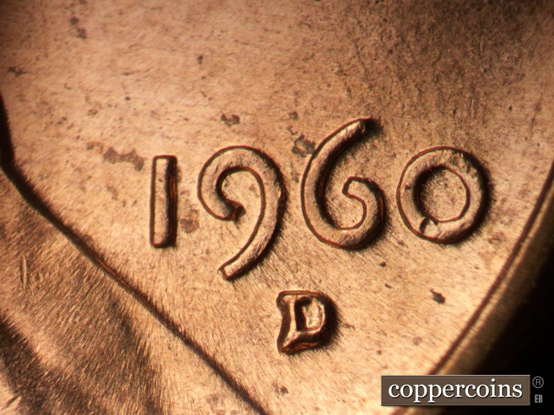 Die-stage C marker on 1960D•1MM•252 (1960 Repunched Mint Mark).