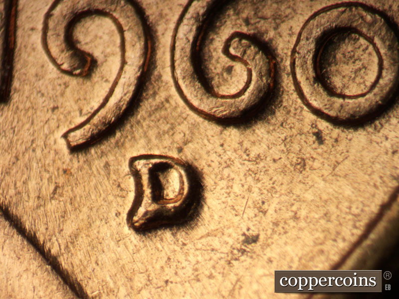 1960 Lincoln cent obverse, CopperCoins die 1960D•1MM•253.