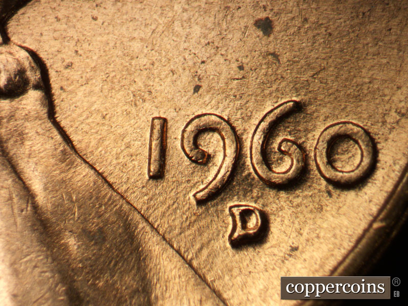 Die-stage B marker on 1960D•1MM•253 (1960 Repunched Mint Mark).