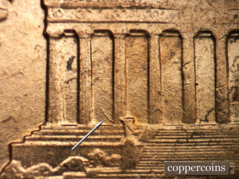 Die-stage B marker on 1960D•1MM•254 (1960 Repunched Mint Mark).