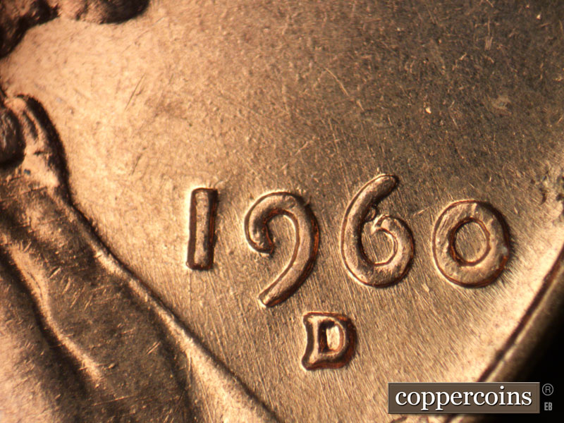 Die-stage B marker on 1960D•1MM•256 (1960 Repunched Mint Mark).
