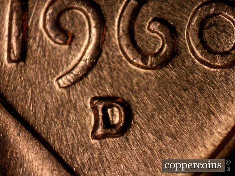 Die-stage C marker on 1960D•1MM•261 (1960 Repunched Mint Mark).