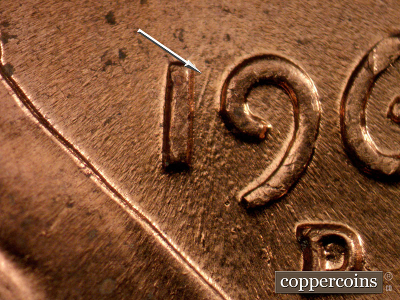 Die-stage C marker on 1960D•1MM•261 (1960 Repunched Mint Mark).
