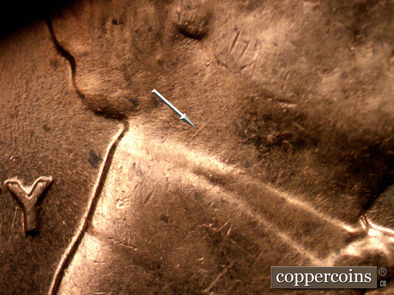 Die-stage C marker on 1960D•1MM•261 (1960 Repunched Mint Mark).