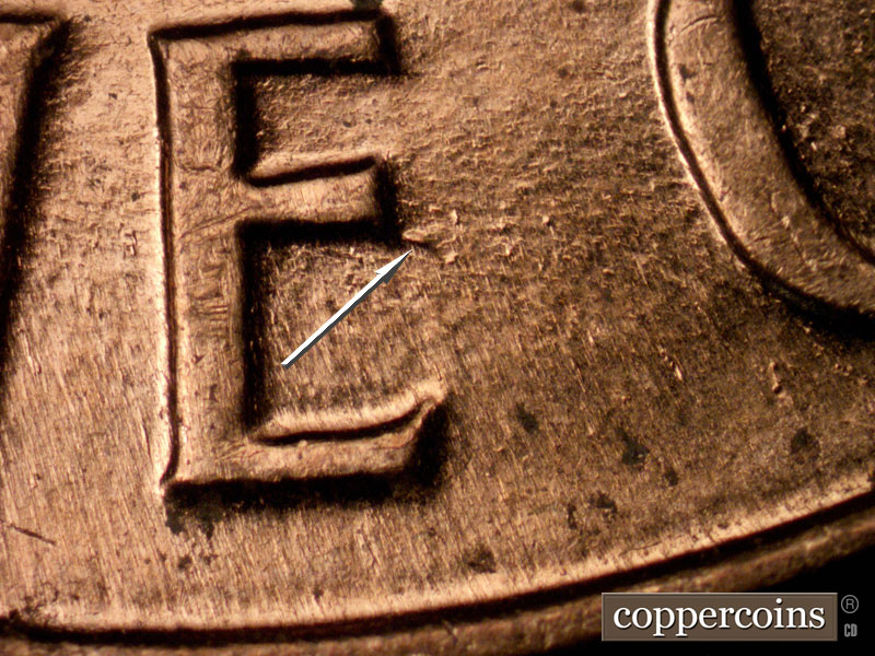 Die-stage C marker on 1960D•1MM•261 (1960 Repunched Mint Mark).
