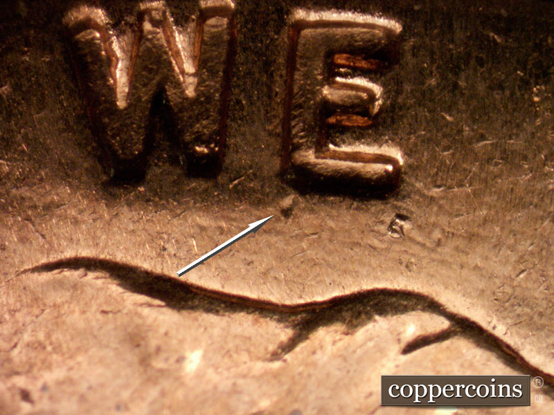 Die-stage B marker on 1960D•1MM•262 (1960 Repunched Mint Mark).