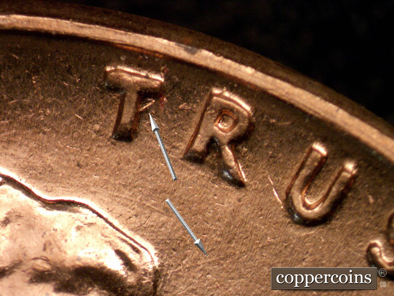 Die-stage B marker on 1960D•1MM•262 (1960 Repunched Mint Mark).
