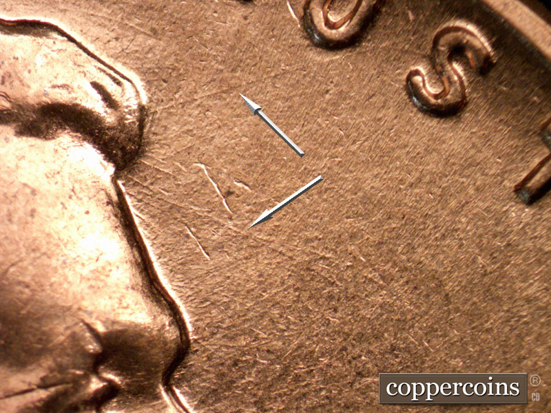 Die-stage B marker on 1960D•1MM•262 (1960 Repunched Mint Mark).