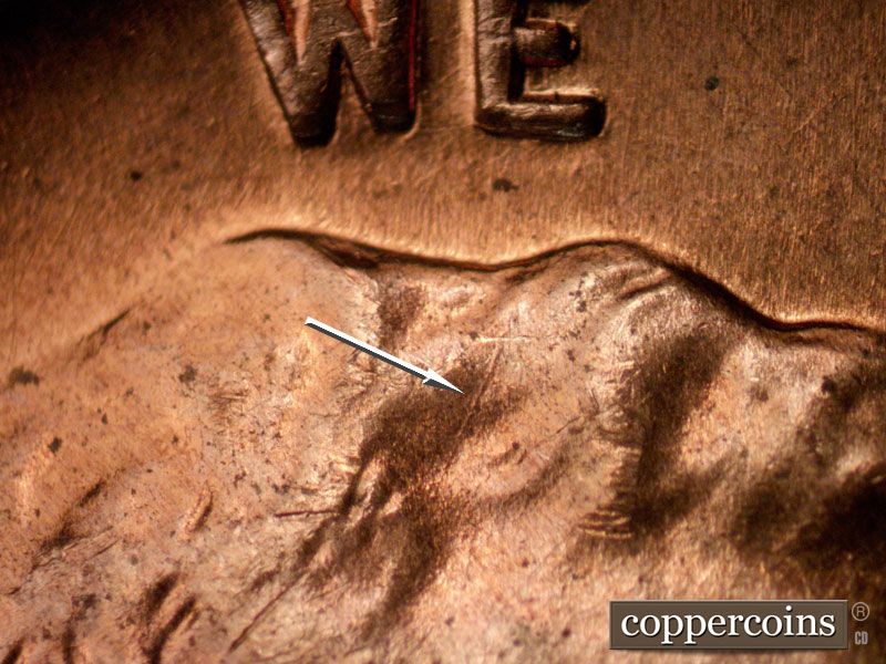 Die-stage B marker on 1960D•1MM•264 (1960 Repunched Mint Mark).
