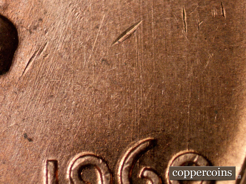 Die-stage B marker on 1960D•1MM•264 (1960 Repunched Mint Mark).