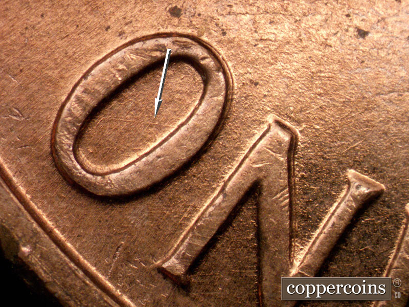 Die-stage B marker on 1960D•1MM•264 (1960 Repunched Mint Mark).