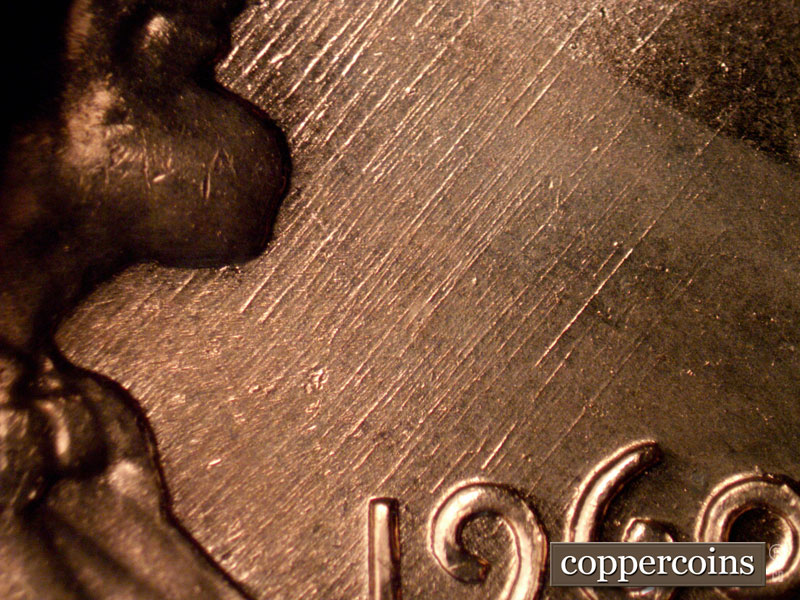 Die-stage B marker on 1960D•1MM•266 (1960 Repunched Mint Mark).