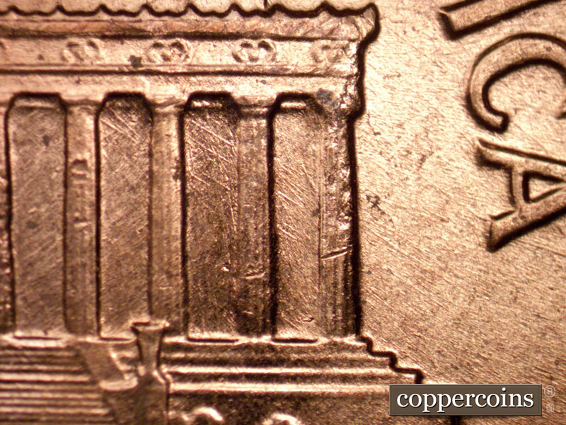 Die-stage B marker on 1960D•1MM•266 (1960 Repunched Mint Mark).