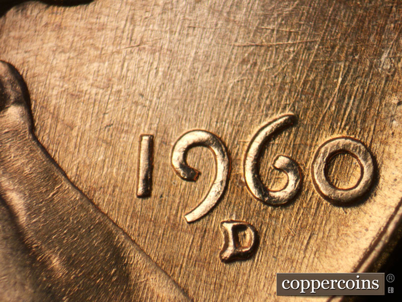 Die-stage C marker on 1960D•1MM•266 (1960 Repunched Mint Mark).