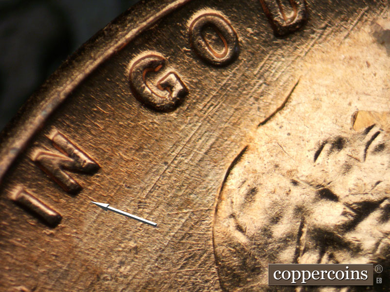Die-stage C marker on 1960D•1MM•266 (1960 Repunched Mint Mark).