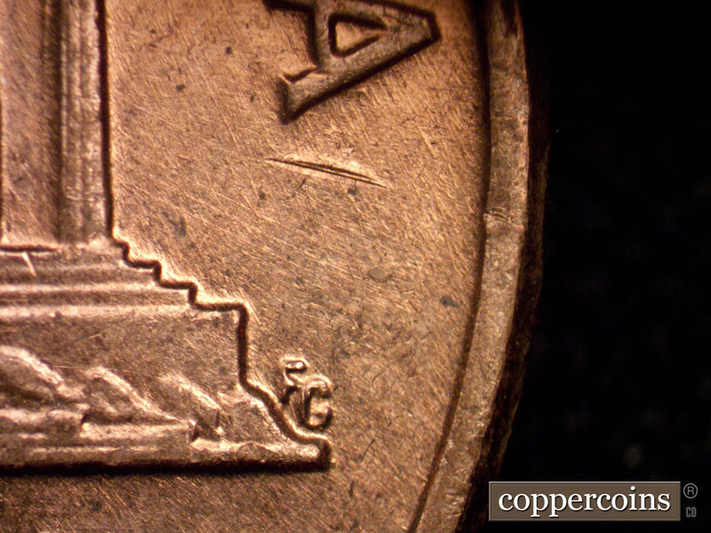 Die-stage B marker on 1960D•1MM•267 (1960 Repunched Mint Mark).
