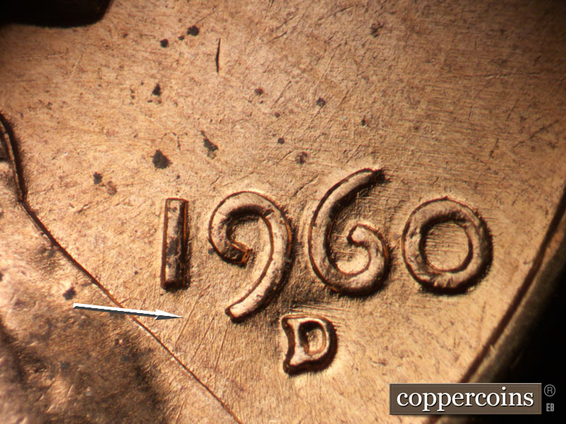 Die-stage B marker on 1960D•1MM•272 (1960 Repunched Mint Mark).