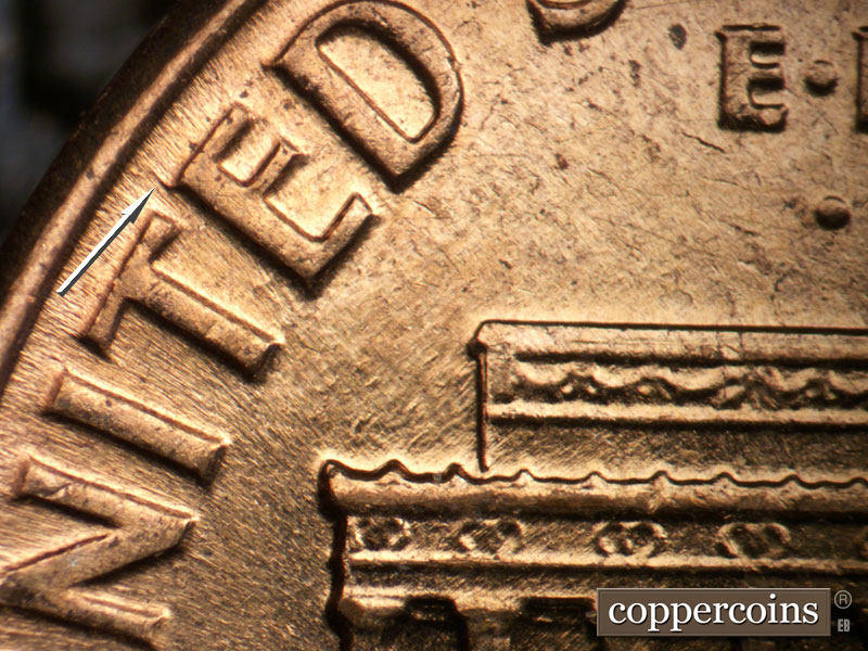 Die-stage B marker on 1960D•1MM•272 (1960 Repunched Mint Mark).