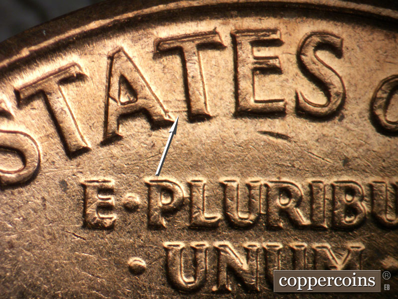 Die-stage B marker on 1960D•1MM•272 (1960 Repunched Mint Mark).