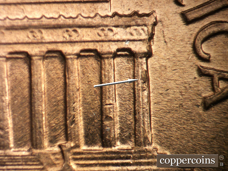 Die-stage B marker on 1960D•1MM•272 (1960 Repunched Mint Mark).