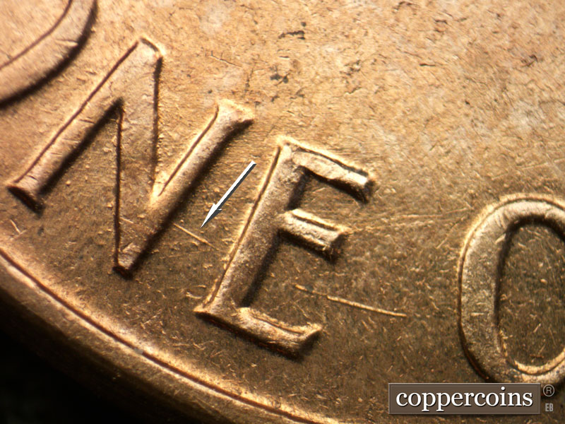 Die-stage B marker on 1960D•1MM•273 (1960 Repunched Mint Mark).