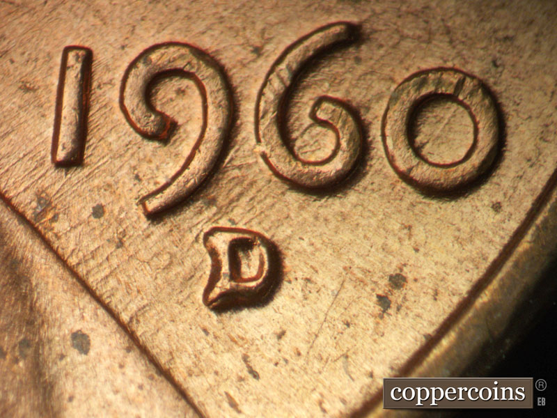 1960 Lincoln cent obverse, CopperCoins die 1960D•1MM•276.