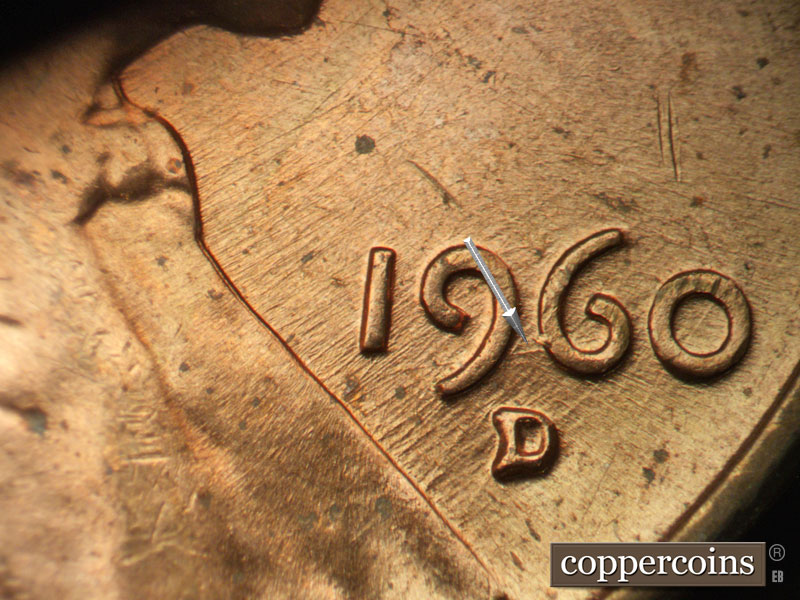 Die-stage B marker on 1960D•1MM•276 (1960 Repunched Mint Mark).