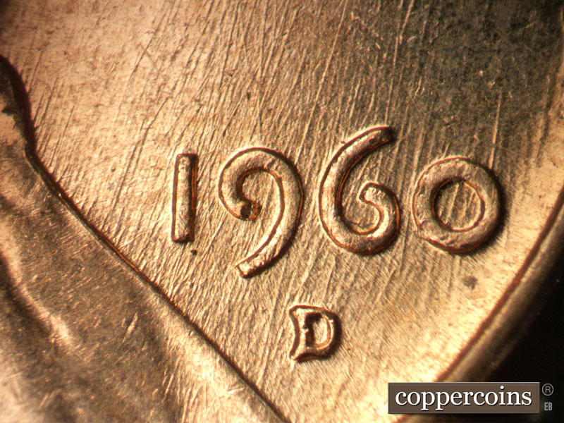 Die-stage B marker on 1960D•1MM•277 (1960 Repunched Mint Mark).