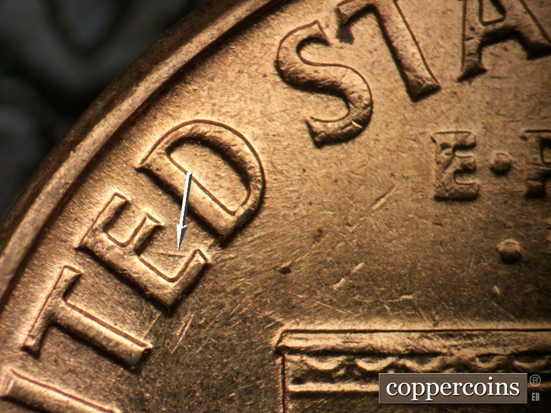 Die-stage B marker on 1960D•1MM•277 (1960 Repunched Mint Mark).