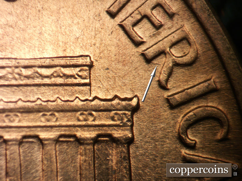 Die-stage B marker on 1960D•1MM•277 (1960 Repunched Mint Mark).