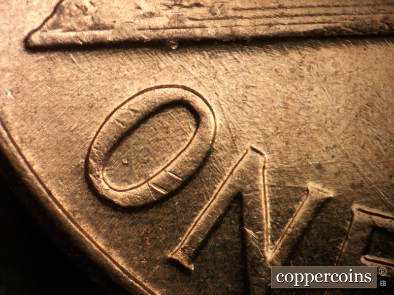 Die-stage B marker on 1960D•1MM•277 (1960 Repunched Mint Mark).