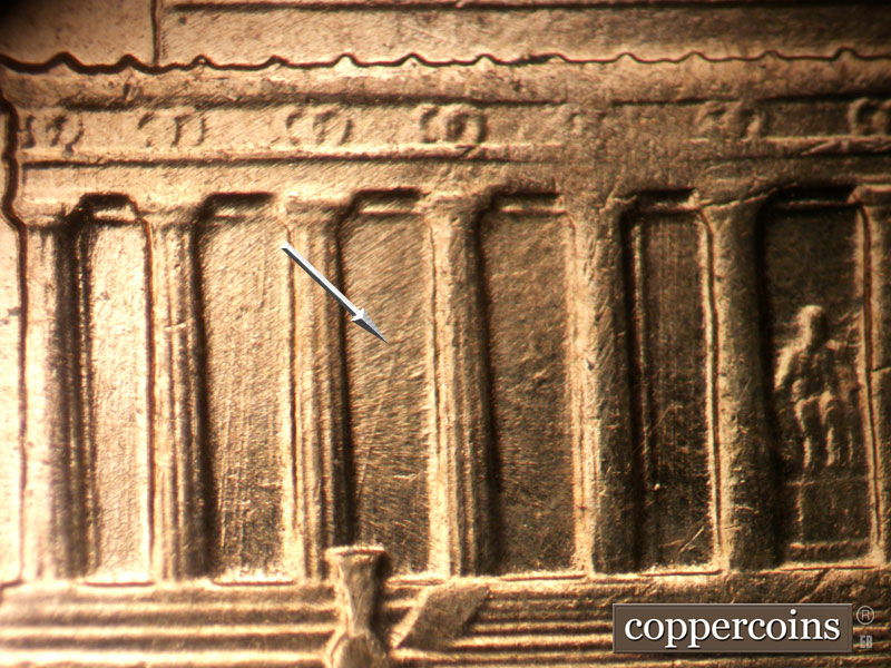 Die-stage B marker on 1960D•1MM•277 (1960 Repunched Mint Mark).