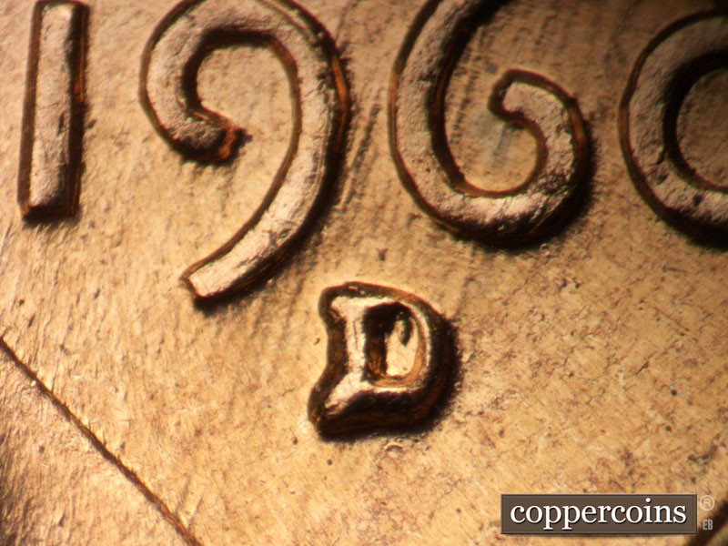 1960 Lincoln cent obverse, CopperCoins die 1960D•1MM•278.