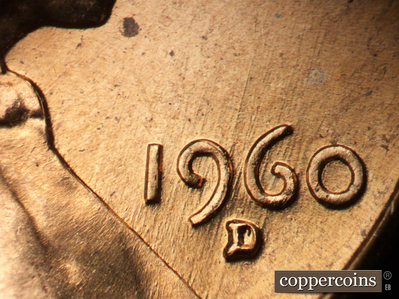 Die-stage B marker on 1960D•1MM•278 (1960 Repunched Mint Mark).
