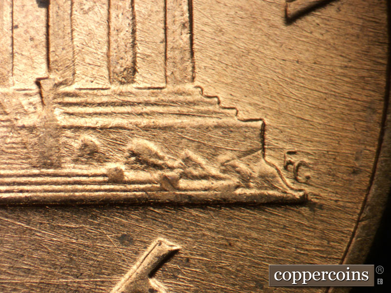 Die-stage B marker on 1960D•1MM•279 (1960 Repunched Mint Mark).