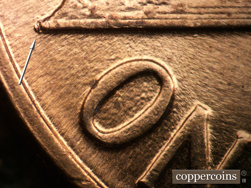 Die-stage B marker on 1960D•1MM•281 (1960 Repunched Mint Mark).